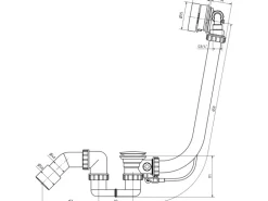 Ab- u. Überlaufgarnitur für Eckwannen mit Wassereinlauf Chrom