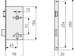 Abus Haustür-Einsteckschloss Profilzylinder DIN L Gold