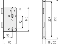 Abus Zimmertür-Einsteckschloss Edelstahl Buntbart DIN L Silber