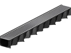ACO Rinne Hexaline 2.0 aus schwarzem Kunststoff mit stahlverzinktem Stegrost 1 m