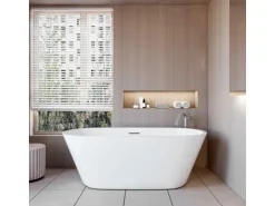 AICA Freistehende Badewanne 170x80cm Oval Acrylwannen inkl.Ab-/Überlauf.Vorinstalliertes Zubehör