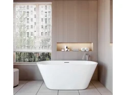 AICA Freistehende Badewanne 150x70cm Oval Acrylwannen inkl.Ab-/Überlauf.Vorinstalliertes Zubehör