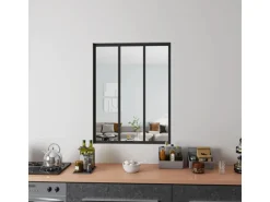 AICA Loftstil Innenfenster Ecklösung 93x108cm Glasfenster Industriestil Zimmerfenster Glas Trennwand Schwarz