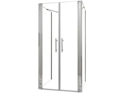 AICA U-Duschkabine Doppeltür 120x195cm Drehtür Duschtür 6mm Nano Glas mit 70x70x195cm Seitenwand