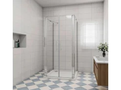 AICA U-Duschkabine Doppeltür 120x195cm Drehtür Duschtür 6mm Nano Glas mit 70x70x195cm Seitenwand