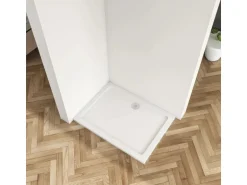 AICA 100x80x3cm Duschwanne mit Ablaufgarnitur Rechteck Duschtasse Kunststein Acrylbeschichtung