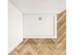 AICA 100x80x3cm Duschwanne mit Ablaufgarnitur Rechteck Duschtasse Kunststein Acrylbeschichtung