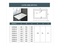 AICA 100x80x3cm Duschwanne mit Ablaufgarnitur Rechteck Duschtasse Kunststein Acrylbeschichtung