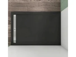 AICA 80x160x3cm Rechteck Duschtasse Schwarz Stein-Effekt Duschwanne Für Duschkabine Duschwand