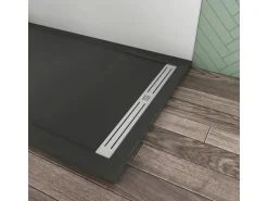 AICA 80x160x3cm Rechteck Duschtasse Schwarz Stein-Effekt Duschwanne Für Duschkabine Duschwand