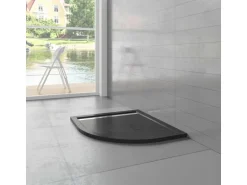 AICA 80x80x3cm Runddusche Viertelkreis Runde Duschtasse mit Ablaufgarnitur Stein-Effekt Duschwanne