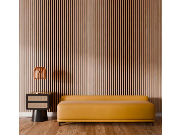 Akustikpaneel Eiche Geölt MDF Schwarz Filz Schwarz 60 cm x 270 cm FSC®