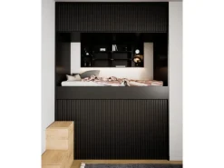 Akustikpaneel Lino Nero MDF Schwarz Filz Schwarz 32 cm x 240 cm 2 Stück