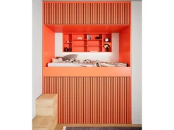 Akustikpaneel Linoleum Orange Blast MDF Schwarz Filz Schwarz 60 cm x 240 cm