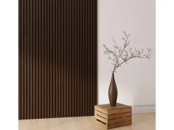 Akustikpaneel Walnuss Geölt MDF Schwarz Filz Schwarz 60 cm x 270 cm FSC®