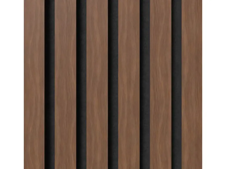 Akustikpaneel Walnuss MDF Schwarz Filz Schwarz 32 cm x 240 cm 2 Stück FSC®