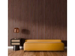 Akustikpaneel Wandverkleidung Walnuss Natur auf Akustikfilz Schwarz 240 cm FSC®