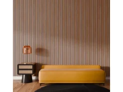 Akustikpaneel Wandverkleidung Eiche Geölt MDF und Akustikfilz Schwarz 240 cm