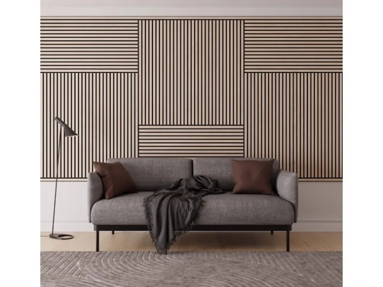 Akustikpaneel Wandverkleidung Eiche MDF Schwarz Akustikfilz Schwarz 119,8 cm