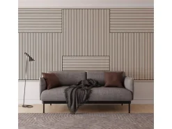 Akustikpaneel Wandverkleidung Esche MDF Schwarz Akustikfilz Schwarz 119,8 cm