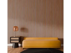 Akustikpaneel Wandverkleidung Eiche Geölt MDF Natur Akustikfilz Schwarz 240 cm