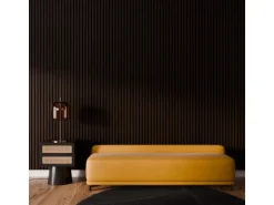 Akustikpaneel Wandverkleidung Eiche Geräuchert MDF und Akustikfilz Schwarz 240cm