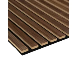 Akustikpaneel Wandverkleidung Walnuss Geölt auf Akustikfilz Schwarz 240 cm FSC®