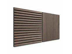 Akustikpaneel Wandverkleidung Walnuss MDF Schw. Akustikfilz Schwarz 60 cm 2 St.