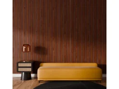 Akustikpaneel Wandverkleidung Walnuss Geölt MDF und Akustikfilz Schwarz 240 cm