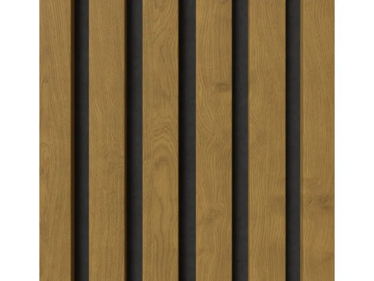 Akustikpaneel-Muster Foliert Eiche Braun Filz Schwarz 29,5 cm x 15 cm