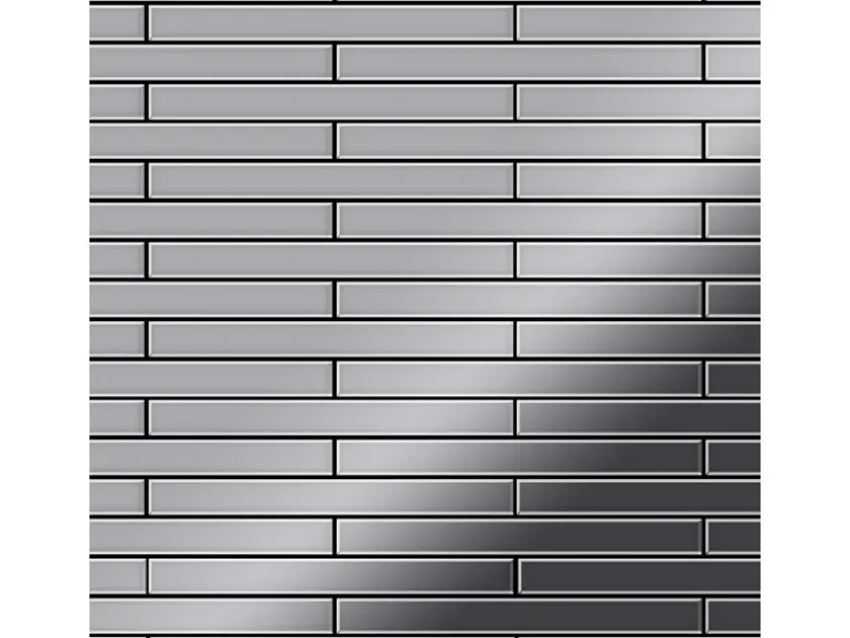 ALLOY Mosaik Fliese Massiv Metall Edelstahl Marine Hochglanz Grau 1,6mm Avenue-s-s-mm 1 Paket mit 10 Matten 0,74 m2 Grau