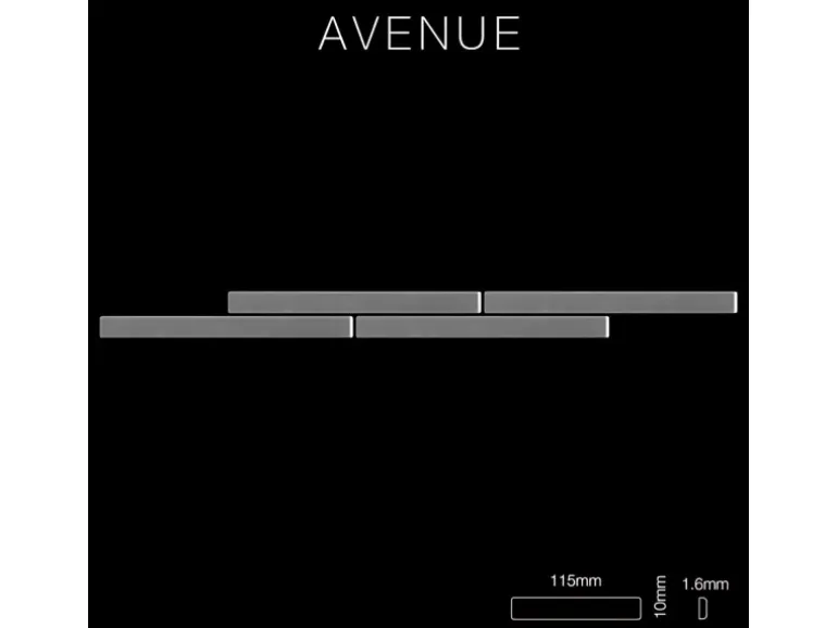 ALLOY Mosaik Fliese Massiv Metall Edelstahl Marine Hochglanz Grau 1,6mm Avenue-s-s-mm 1 Paket mit 10 Matten 0,74 m2 Grau