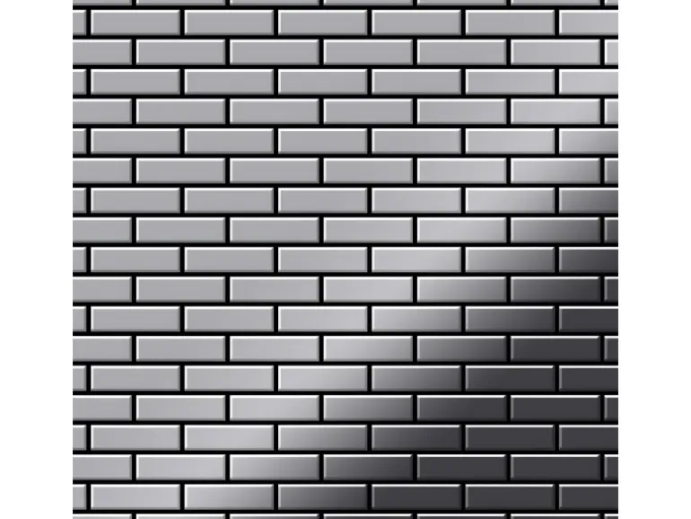ALLOY Mosaik Fliese Massiv Metall Edelstahl Hochglänzend Grau 1,6mm Stark Pk-s-s-m 1 Paket mit 10 Matten 0,88 m2 Grau