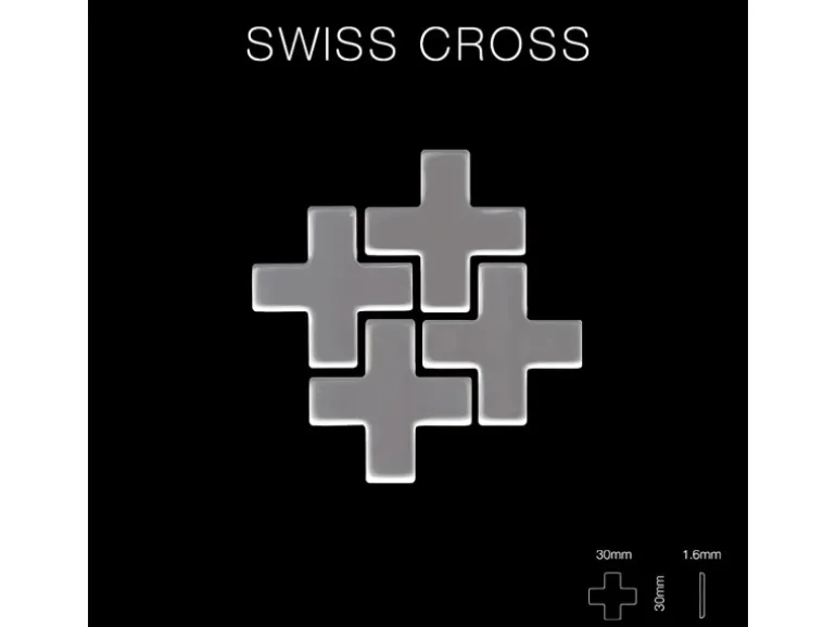 ALLOY Mosaik Fliese Massiv Metall Edelstahl Hochglanz Grau 1,6mm Swiss Cross-s-s-m 1 Paket mit 10 Matten 0,88 m2 Grau