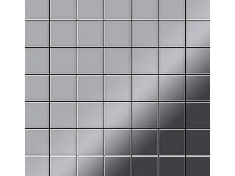 ALLOY Mosaik Fliese Massiv Metall Edelstahl Marine Hochglanz Grau 1,6mm Attica-s-s-mm 1 Paket mit 10 Matten 0,85 m2 Grau