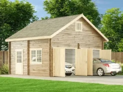 Alpholz Doppelgarage Bora-70 ISO Naturbelassen B 595 cm x T 565 cm