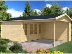 Alpholz Gartenhaus Freiburg-44 Natur 755 cm x 399 cm mit Doppeltür