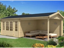 Alpholz Gartenhaus Freiburg-44 Natur 755 cm x 399 cm mit Doppeltür