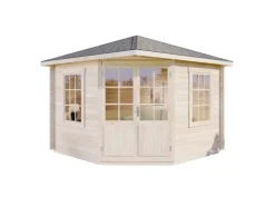 Alpholz Gartenhaus Monica-28 Natur 300 cm x 300 cm mit Spitzdach