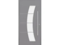 Aluminium-Haustür Moderno M340 Premium Silbergrau Metallic 110 cm x 210 cm DIN L