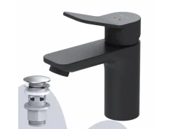 AM.PM Waschtischarmatur mit Klick-Ablauf, Waschbecken Armatur, Mischbatterie FXA82122 X-Joy Wasserhahn Bad Schwarz