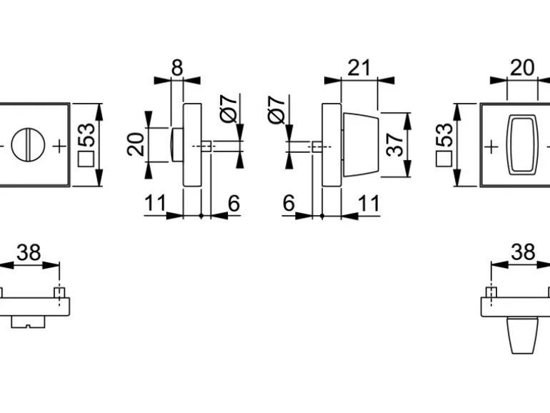 AnsaPro Bad- und WC-Rosettenpaar Thelon 37 mm - 42 mm Edelstahl Schwarz