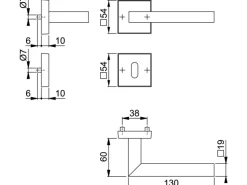 AnsaPro Zimmertür-Rosettengarnitur Thelon OB 37 mm - 42 mm Edelstahl Matt