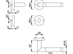 AnsaPro Zimmertür-Rosettengarnitur Schwalm OB 37 - 42 mm Edelstahl Mattpoliert
