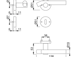 AnsaPro Zimmertür-Rosettengarnitur Fulda OB 37 mm - 42 mm Edelstahl Matt