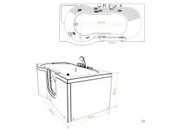AquaVapore Seniorenwanne mit Tür Whirlpool S12-TH-AIR-R Badewanne 85x170cm