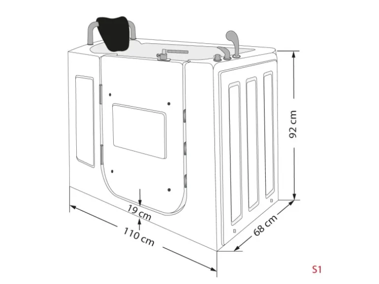 AquaVapore Sitzbadewanne Senioren Wanne Sitzwanne mit Tür S08-C-L 110x68cm