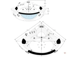 AquaVapore Whirlpool Pool Badewanne Wanne W05H-SC 140x140cm