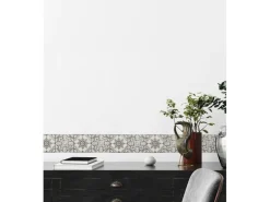 A.S. Création Borte selbstklebend Fliese 5 m x 13 cm Schwarz-Weiß