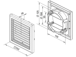 Außengitter-Rundanschluss System Ø 100 - 125 mm mit Fliegennetz